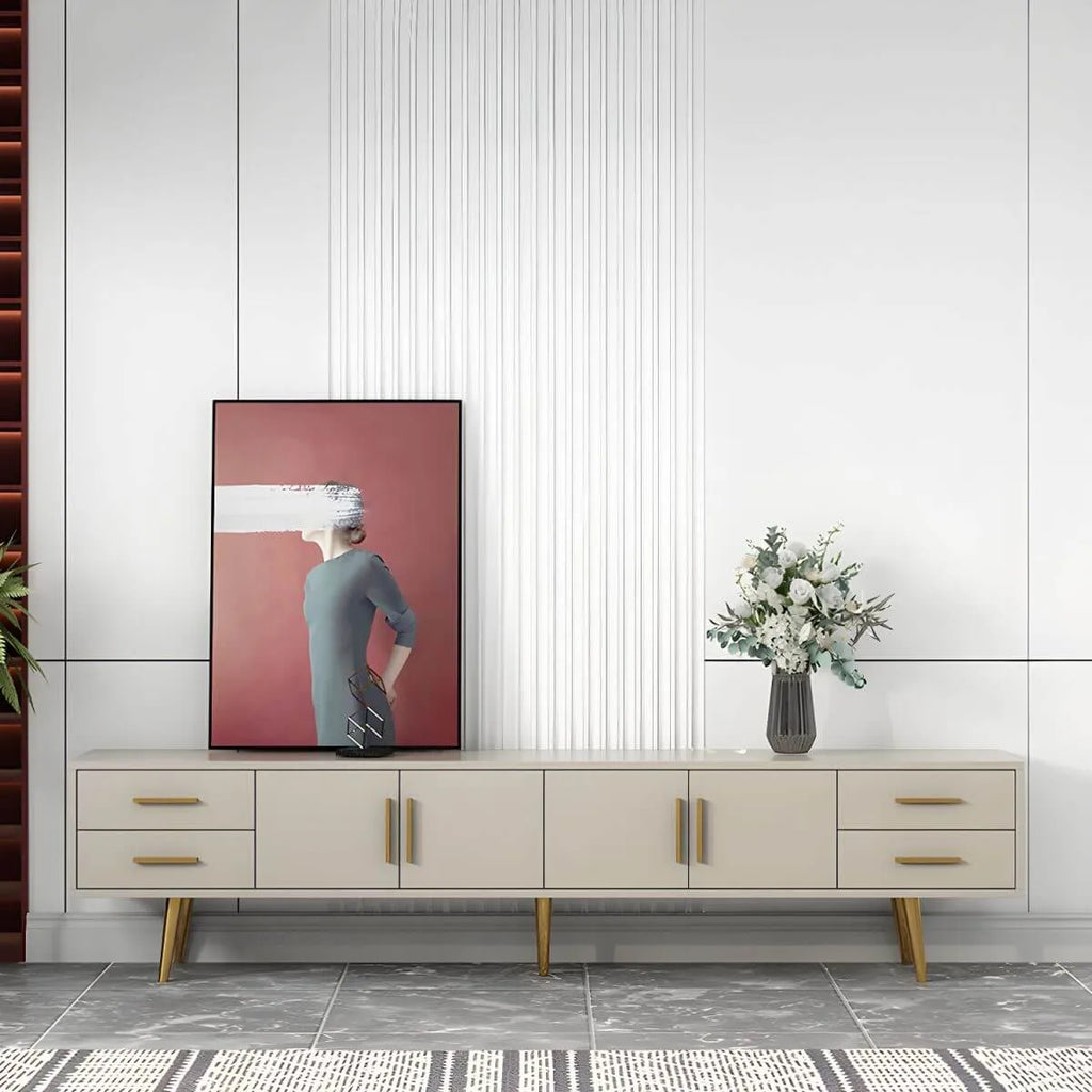 Scandinavian Matte TV Stand with Drawers in Multiple Finishes