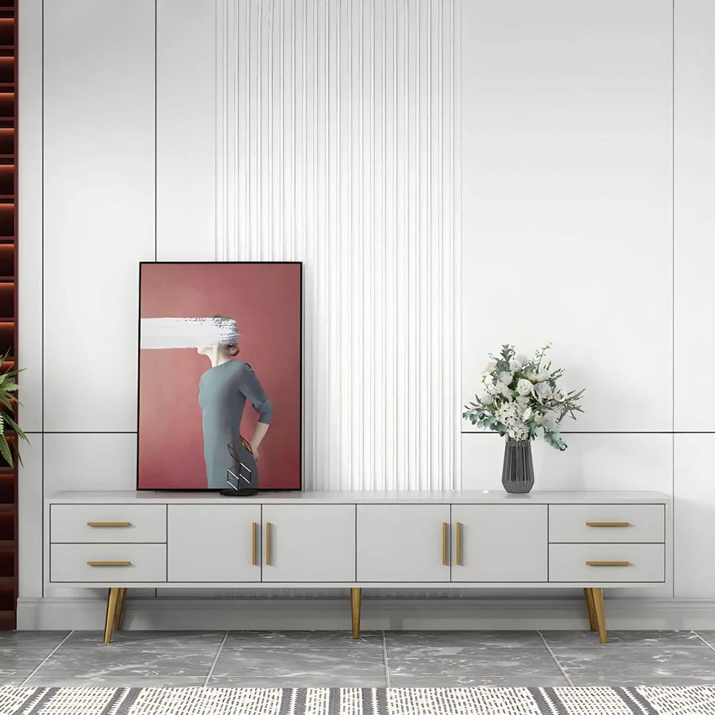 Scandinavian Matte TV Stand with Drawers in Multiple Finishes