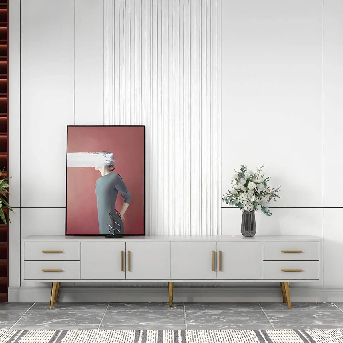 Scandinavian Matte TV Stand with Drawers in Multiple Finishes