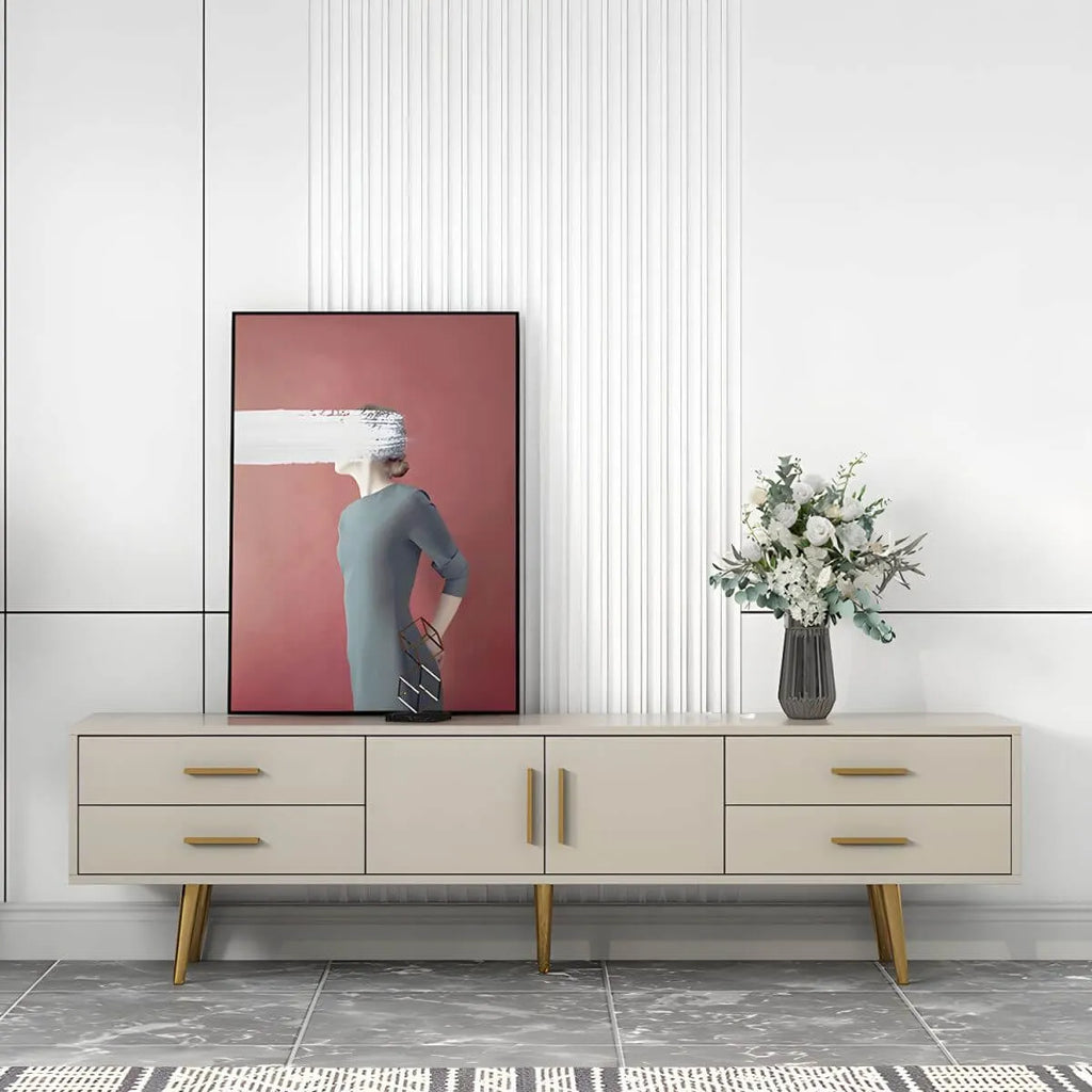 Scandinavian Matte TV Stand with Drawers in Multiple Finishes