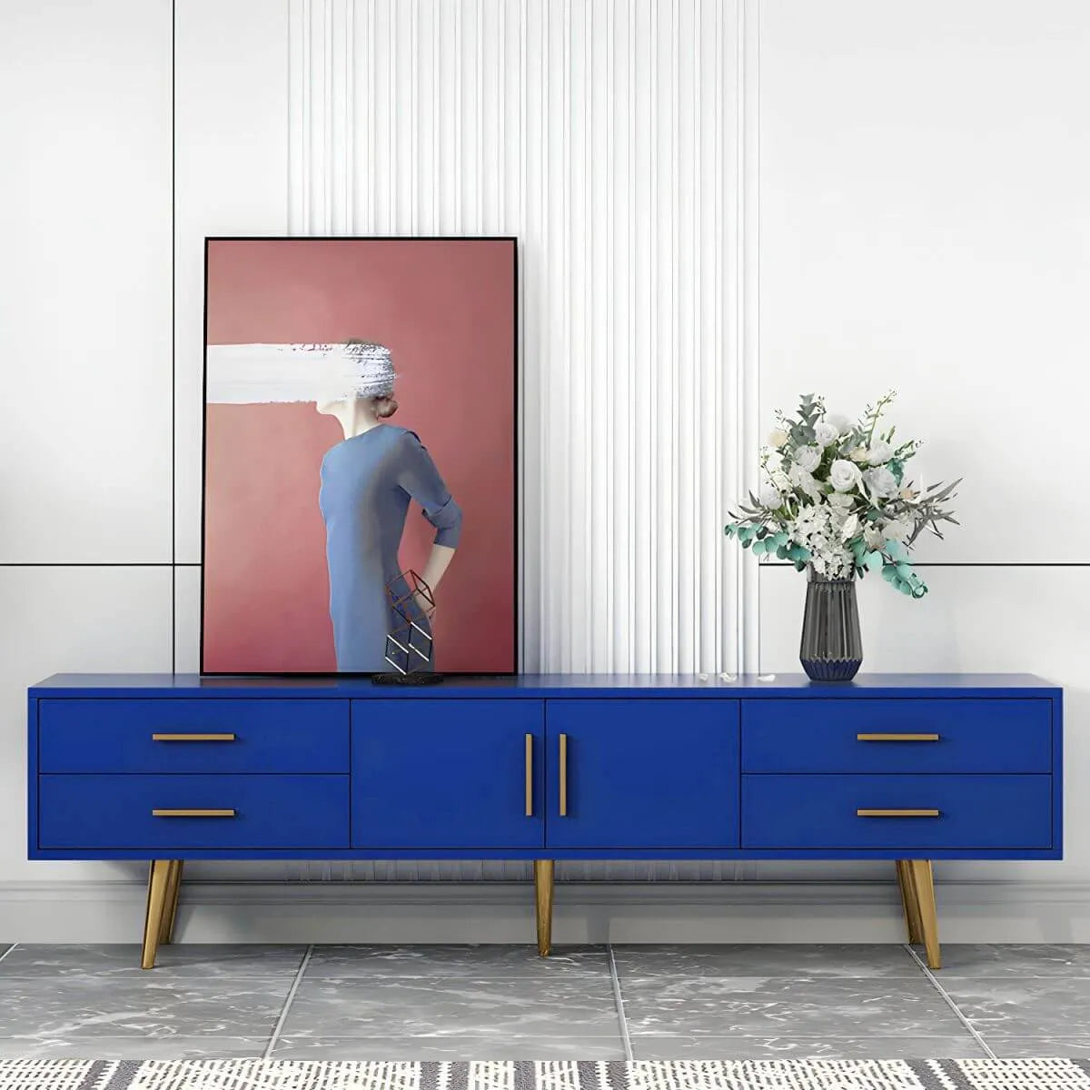 Scandinavian Matte TV Stand with Drawers in Multiple Finishes Main Product Image Main image