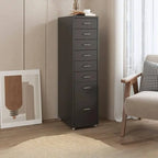 Scandinavian Metal Filing Cabinet With Drawers and Rolling Storage