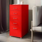Scandinavian Metal Filing Cabinet With Drawers and Rolling Storage