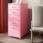 Scandinavian Metal Filing Cabinet With Drawers and Rolling Storage