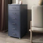 Scandinavian Metal Filing Cabinet With Drawers and Rolling Storage