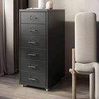 Scandinavian Metal Filing Cabinet With Drawers and Rolling Storage