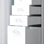 Scandinavian Metal Filing Cabinet With Drawers and Rolling Storage