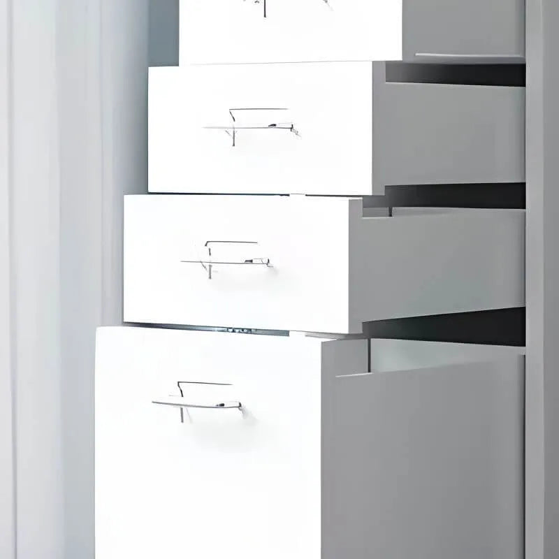 Scandinavian Metal Filing Cabinet With Drawers and Rolling Storage
