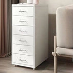 Scandinavian Metal Filing Cabinet With Drawers and Rolling Storage