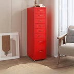 Scandinavian Metal Filing Cabinet With Drawers and Rolling Storage