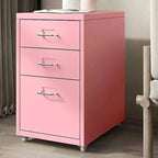 Scandinavian Metal Filing Cabinet With Drawers and Rolling Storage