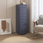 Scandinavian Metal Filing Cabinet With Drawers and Rolling Storage