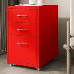 Scandinavian Metal Filing Cabinet With Drawers and Rolling Storage
