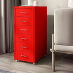 Scandinavian Metal Filing Cabinet With Drawers and Rolling Storage