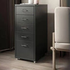Scandinavian Metal Filing Cabinet With Drawers and Rolling Storage