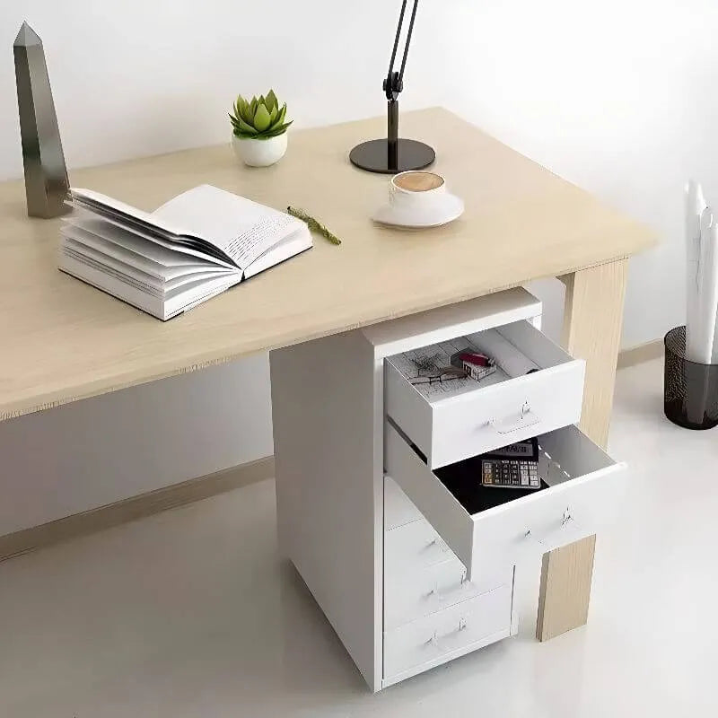 Scandinavian Metal Filing Cabinet With Drawers and Rolling Storage