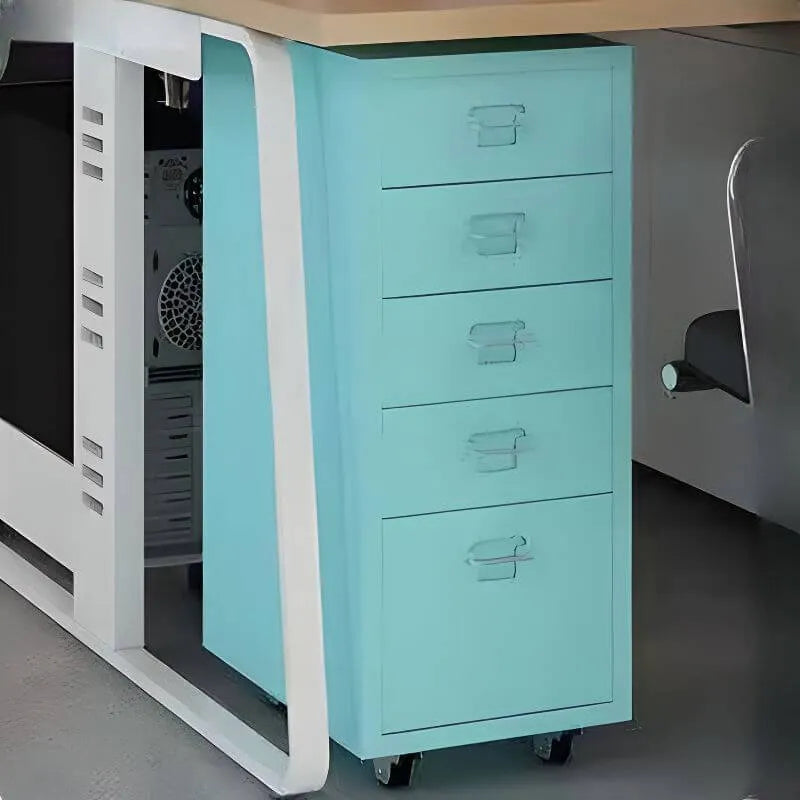 Scandinavian Metal Filing Cabinet With Drawers and Rolling Storage Main Product Image Main image