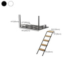 Scandinavian Metal Loft Bed with Built-In Ladder and Guardrail Dimensions