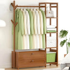 Scandinavian Open Wardrobe Armoire With Shelves and Clothing Rail