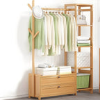 Scandinavian Open Wardrobe Armoire With Shelves and Clothing Rail