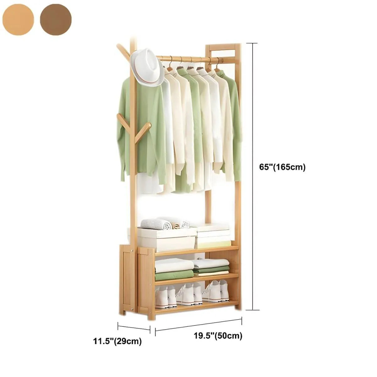 Scandinavian Open Wardrobe Armoire With Shelves and Clothing Rail Dimensions