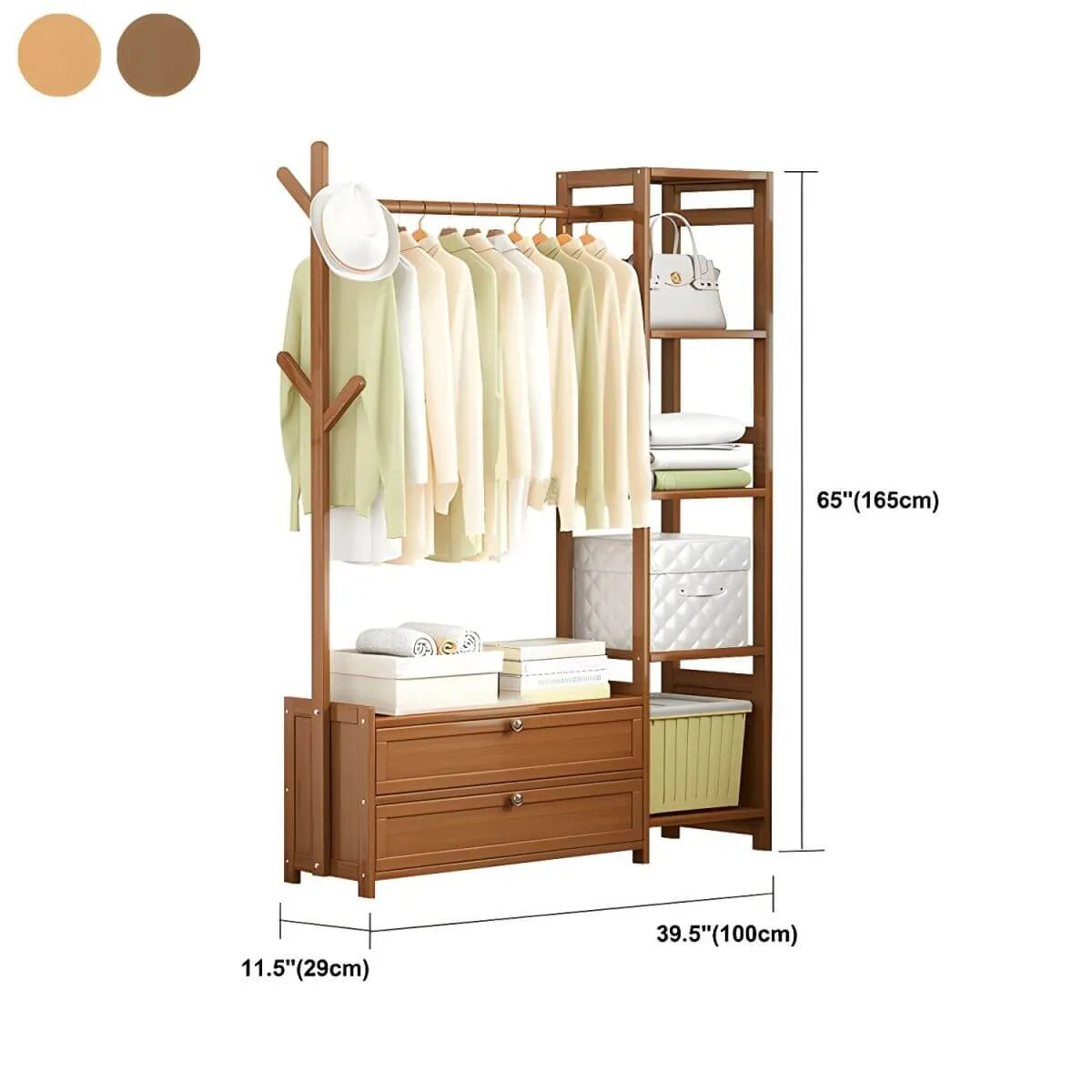 Scandinavian Open Wardrobe Armoire With Shelves and Clothing Rail Dimensions