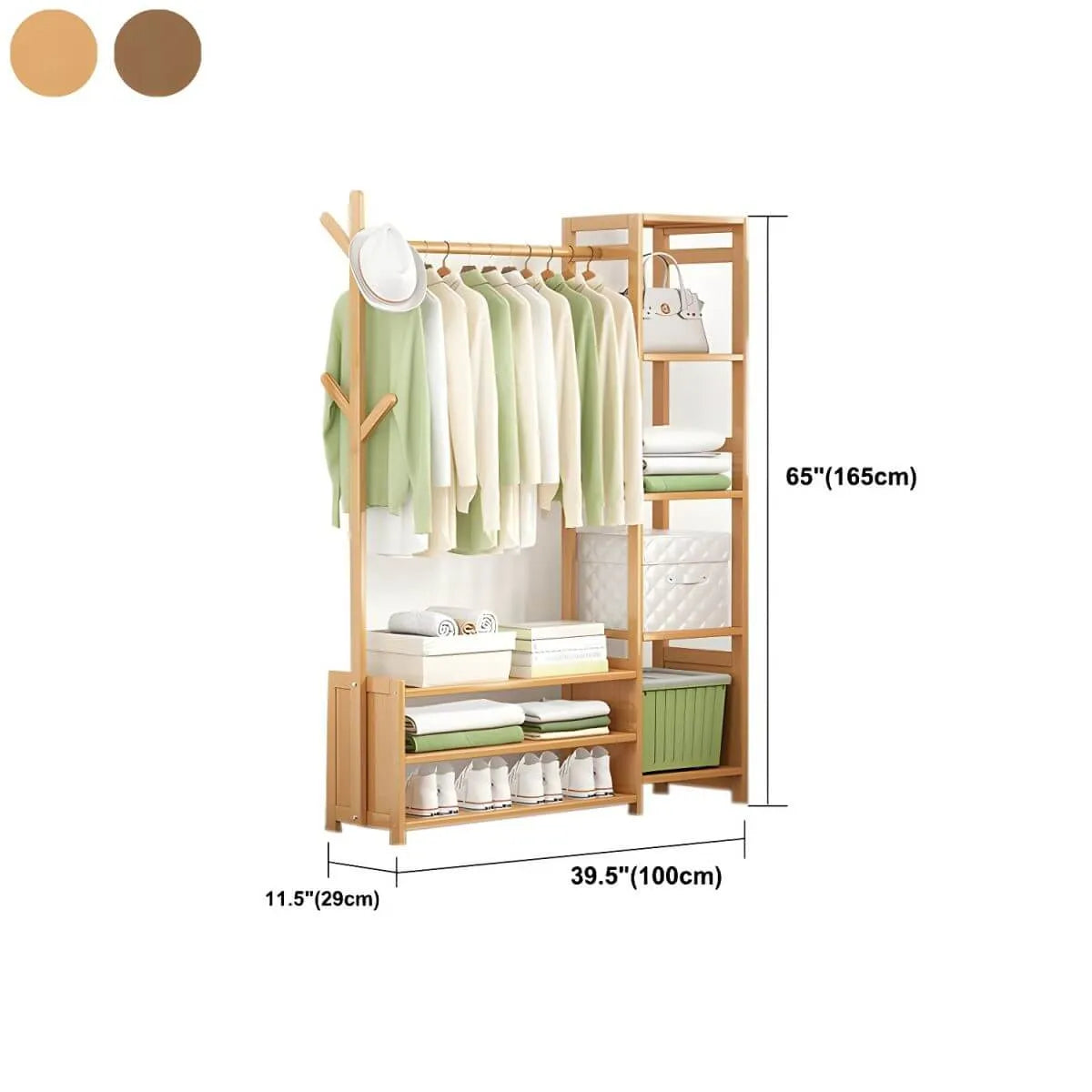 Scandinavian Open Wardrobe Armoire With Shelves and Clothing Rail Dimensions