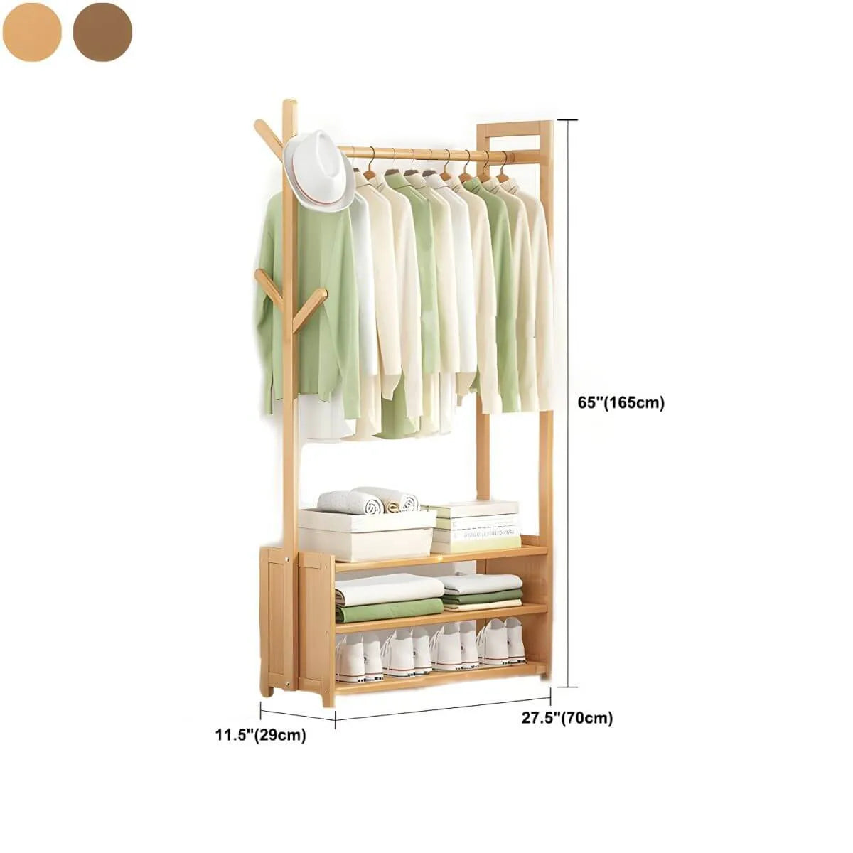 Scandinavian Open Wardrobe Armoire With Shelves and Clothing Rail Dimensions