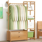 Scandinavian Open Wardrobe Armoire With Shelves and Clothing Rail Main Product Image