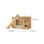 Scandinavian Pine Bunk Bed with Bookshelf, Desk, and Ladder Storage Dimensions