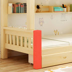 Scandinavian Pine Kids Bunk Bed with Bookcase and Mattress