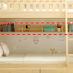 Scandinavian Pine Kids Bunk Bed with Bookcase and Mattress