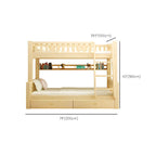 Scandinavian Pine Kids Bunk Bed with Bookcase and Mattress Dimensions