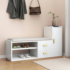 Scandinavian Shoe Storage Bench with Drawers and Adjustable Shelves