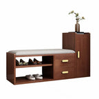 Scandinavian Shoe Storage Bench with Drawers and Adjustable Shelves