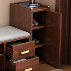 Scandinavian Shoe Storage Bench with Drawers and Adjustable Shelves