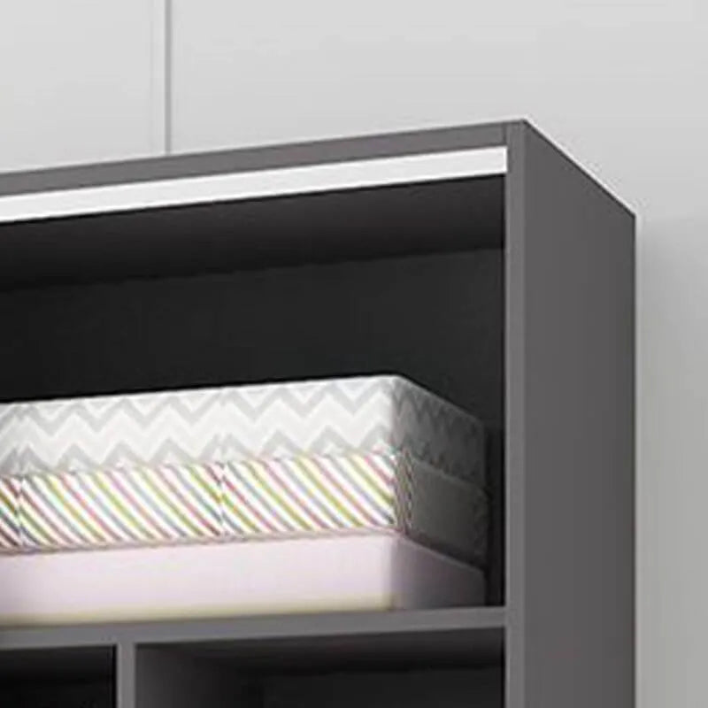 Scandinavian Sliding Door Wood Wardrobe With Shelves And Rod