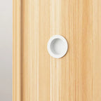 Scandinavian Sliding Door Wood Wardrobe With Shelves And Rod