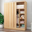 Scandinavian Sliding Door Wood Wardrobe With Shelves And Rod