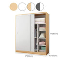 Scandinavian Sliding Door Wood Wardrobe With Shelves And Rod Dimensions