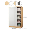 Scandinavian Sliding Door Wood Wardrobe With Shelves And Rod Dimensions