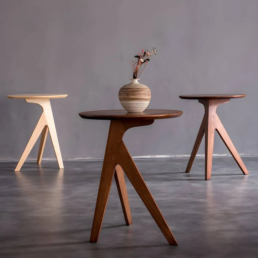 Scandinavian Solid Ash Round Side Table – 3 or 4-Leg Design