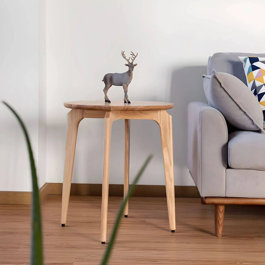 Scandinavian Solid Ash Round Side Table – 3 or 4-Leg Design