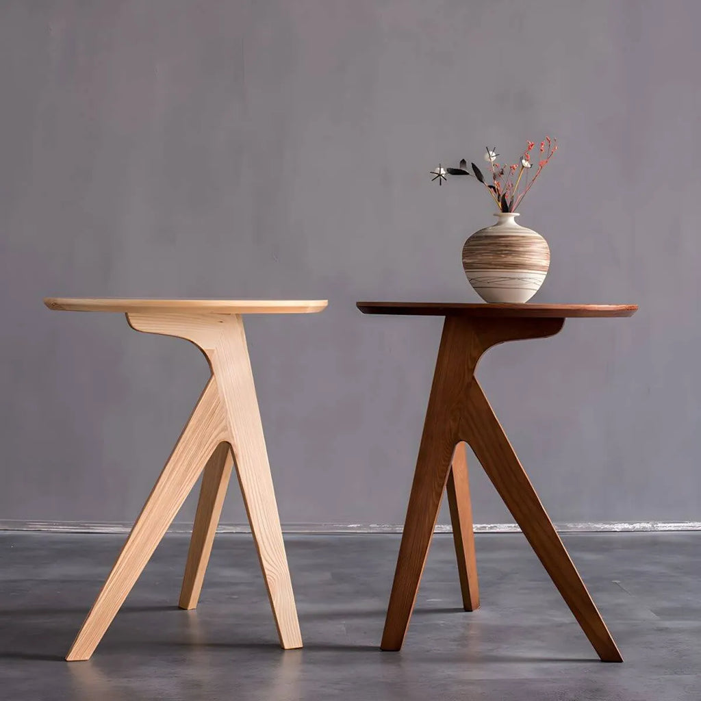 Scandinavian Solid Ash Round Side Table – 3 or 4-Leg Design