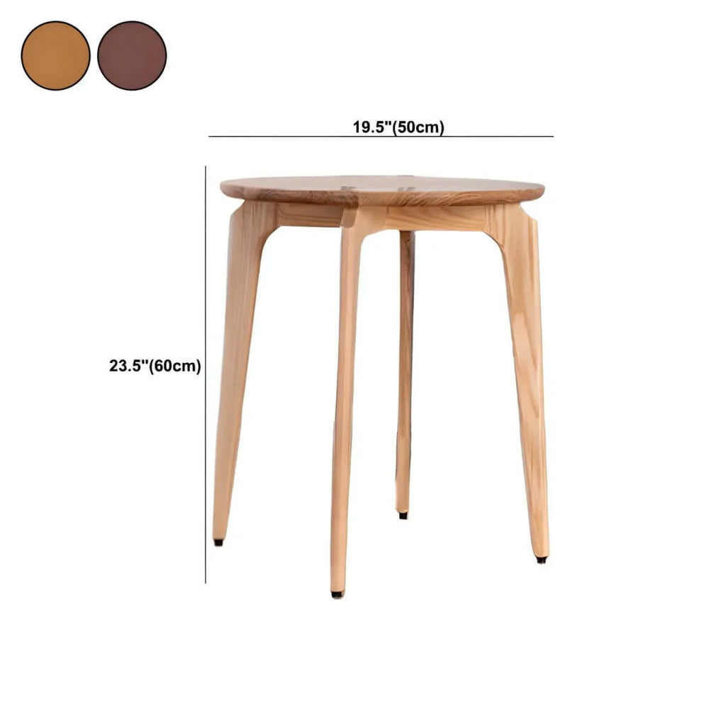 Scandinavian Solid Ash Round Side Table – 3 or 4-Leg Design Dimensions