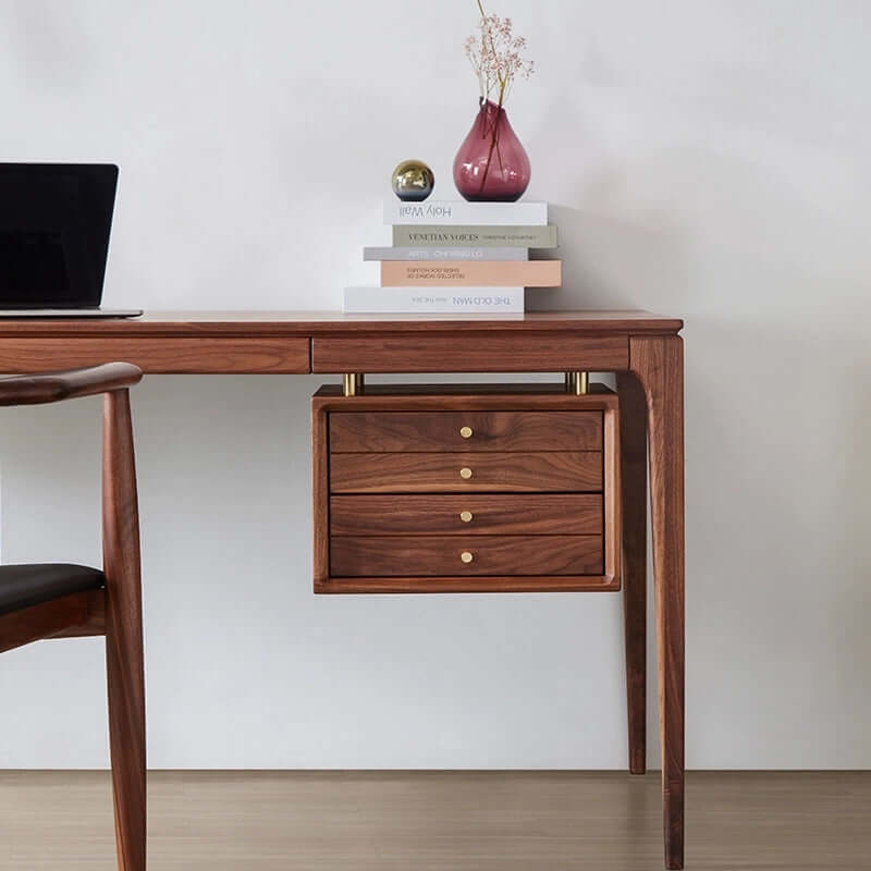 Scandinavian Solid Wood Desk With Floating Drawers