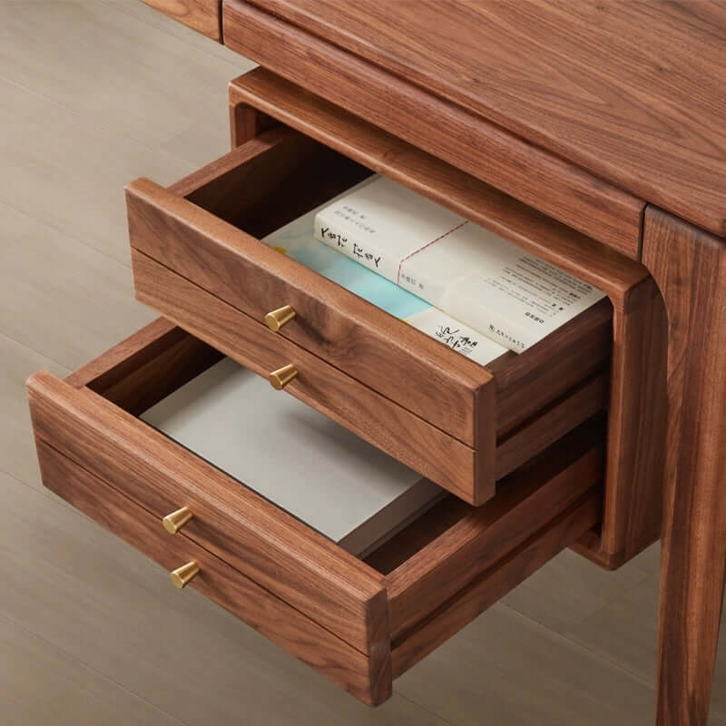 Scandinavian Solid Wood Desk With Floating Drawers