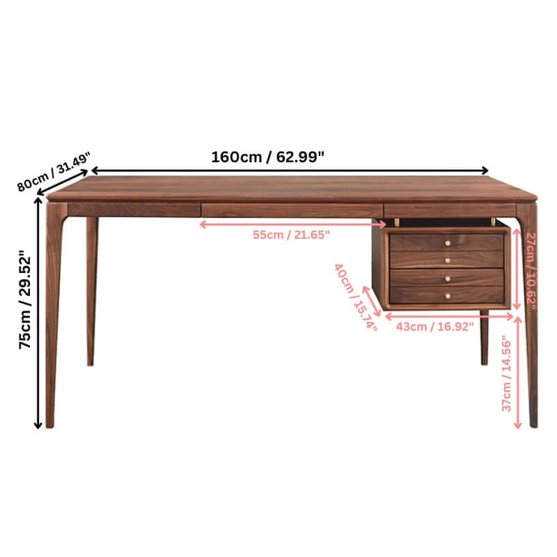 Scandinavian Solid Wood Desk With Floating Drawers