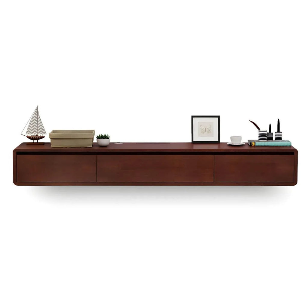 Scandinavian Solid Wood Floating TV Stand with Drawers