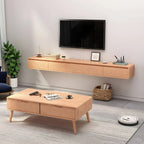 Scandinavian Solid Wood Floating TV Stand with Drawers
